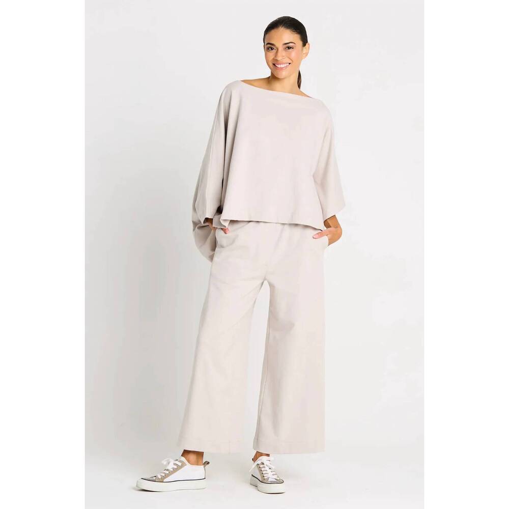 NEW PLANET BY LAUREN G. french terry flooded pants in putty